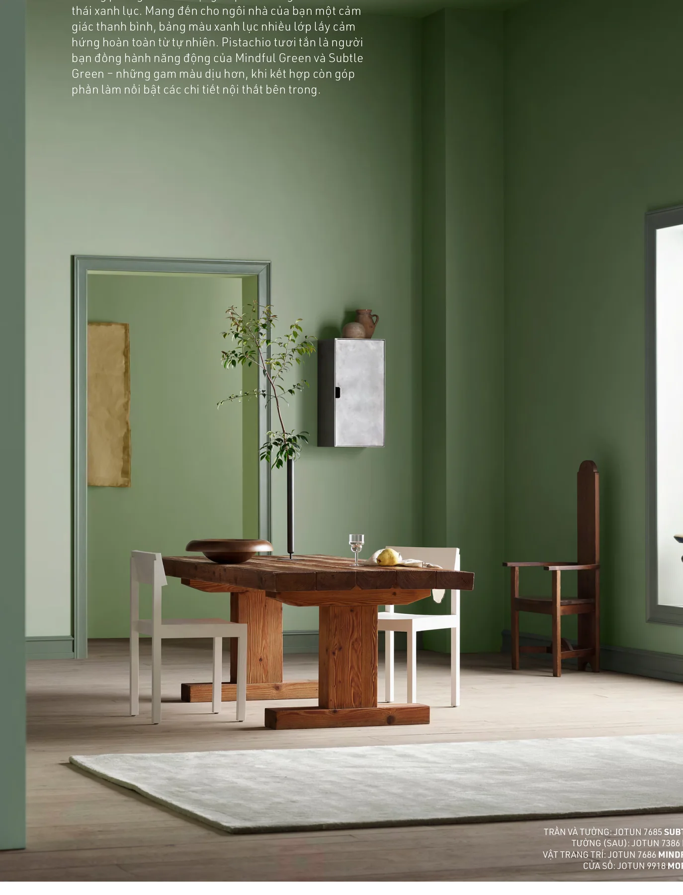 Phòng xanh nhiều lớp với Subtle Green, Pistachio và Mindful Green