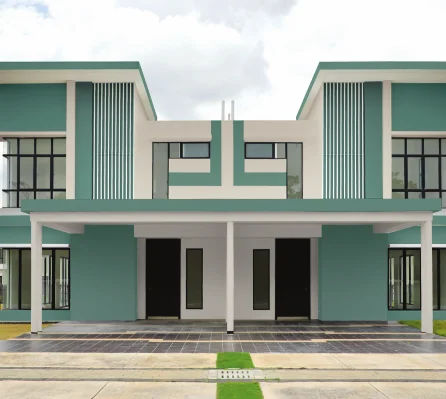 Biến thể mặt tiền xanh ngọc xám với nền sáng