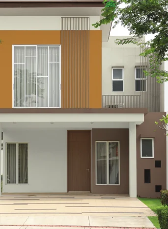 Biến thể mặt tiền với điểm nhấn vàng đất
