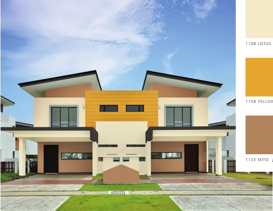Mặt tiền ngoại thất với điểm nhấn vàng nổi bật